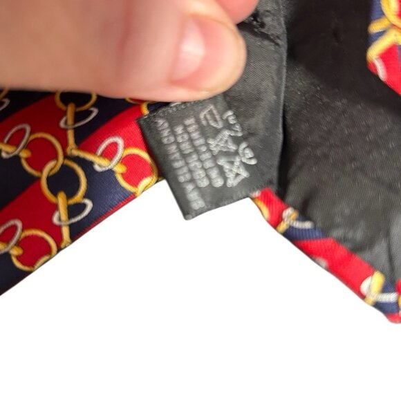 Vintage Paolo Gucci Tie 3.75x59" - Blue/Red/Gold - Italy - 100% Silk - Picture 4 of 7